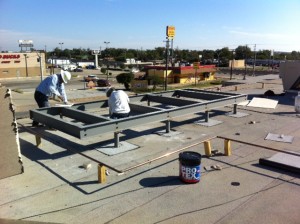 Commercial Refrigeration Install Rooftop Condenser Construction